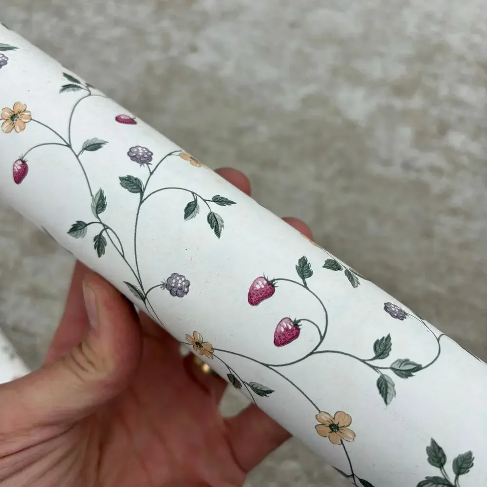 Lot of 2 Rolls Wallpaper Strawberry Blackberry Shelbourne Vinyl Wallcovering